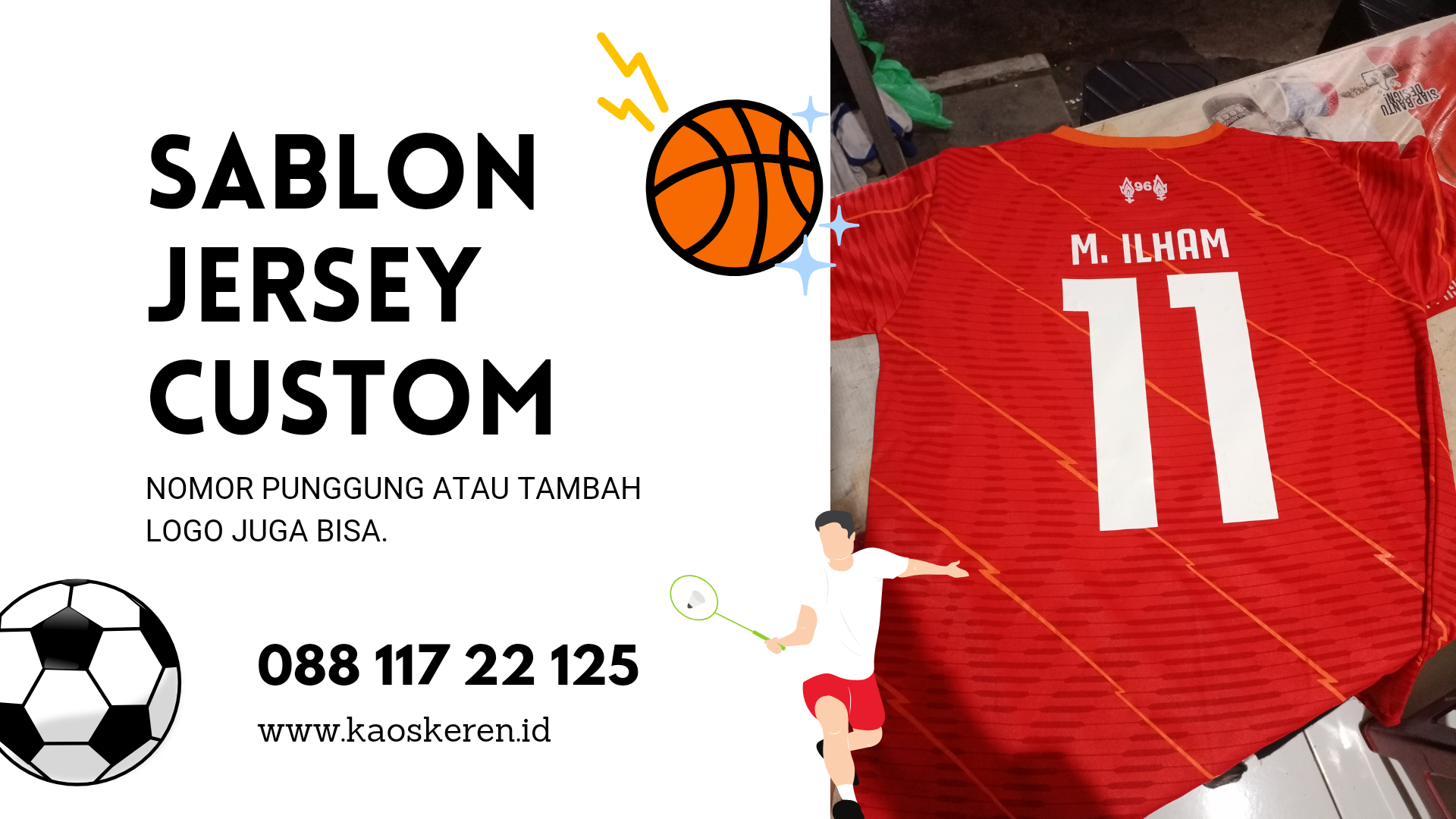 Sablon Jersey Nama Nomor Punggung Logo Custom di Kota Bogor